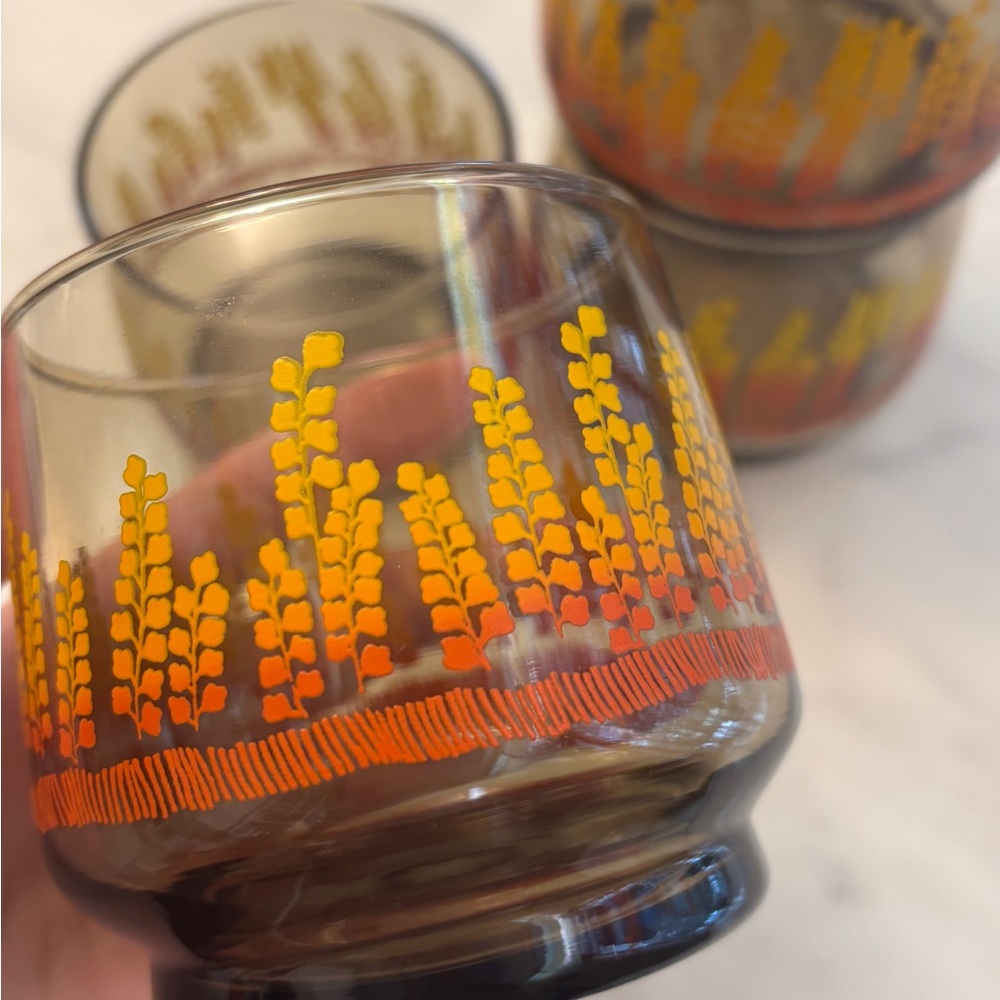 Vintage Drinking Glasses | 1970s Dominion Glass Wheat | Set of 4